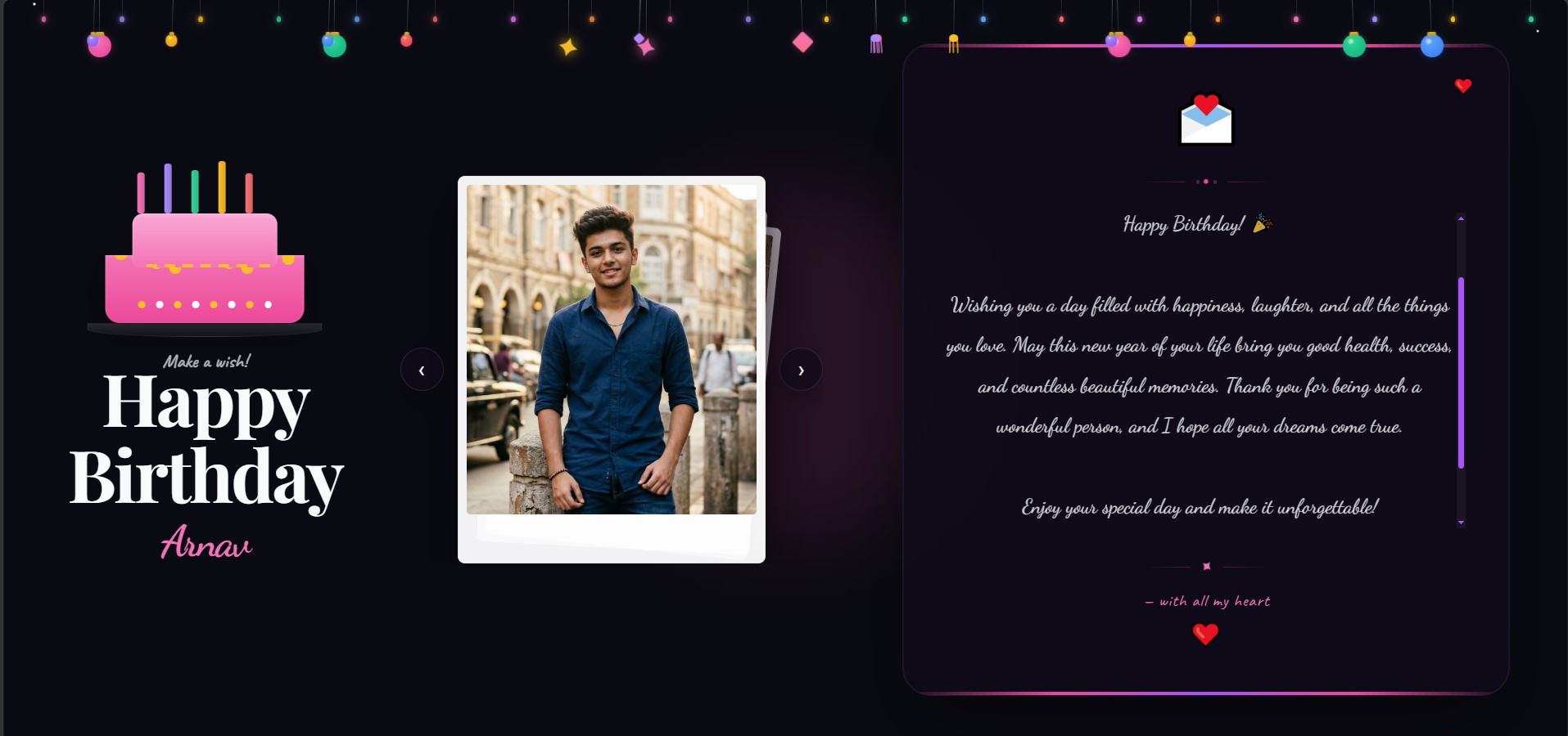 Instant Personalized Birthday Wish Website Template with Photo, Custom Message | Online Birthday Card | Instant Website Generator | Unlimited Edits | Mobile Friendly Digital Surprise Gift